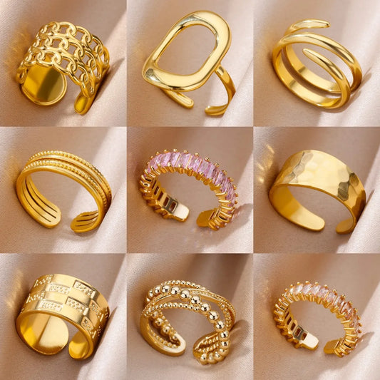 Stainless Steel Rings - Gold Color