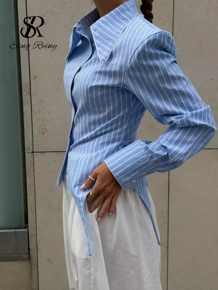Stripe Slim Shirt -  Trendy Street Blouse