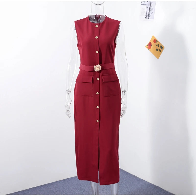 Elegant Dress - Pockets Slim Dress