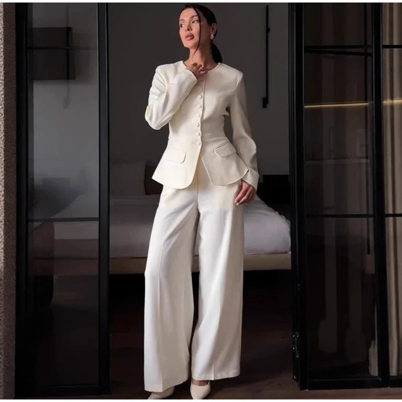 Button Coat- Long Pants Set