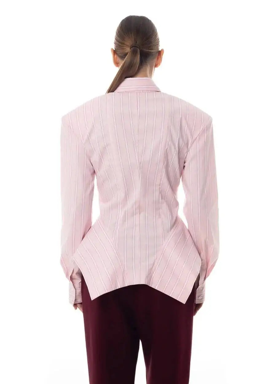 Asymmetrical Hem Shirt -Office Dat