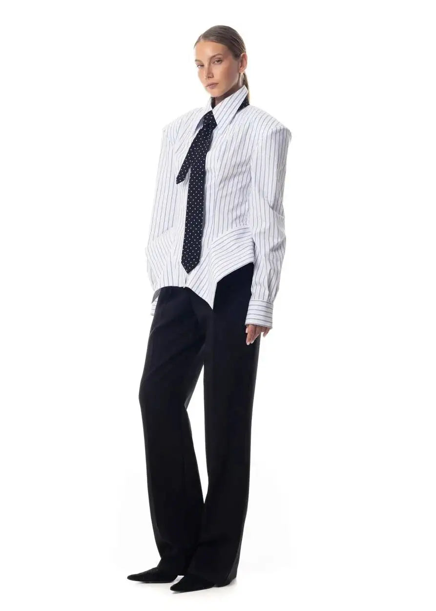 Asymmetrical Hem Shirt -Office Dat