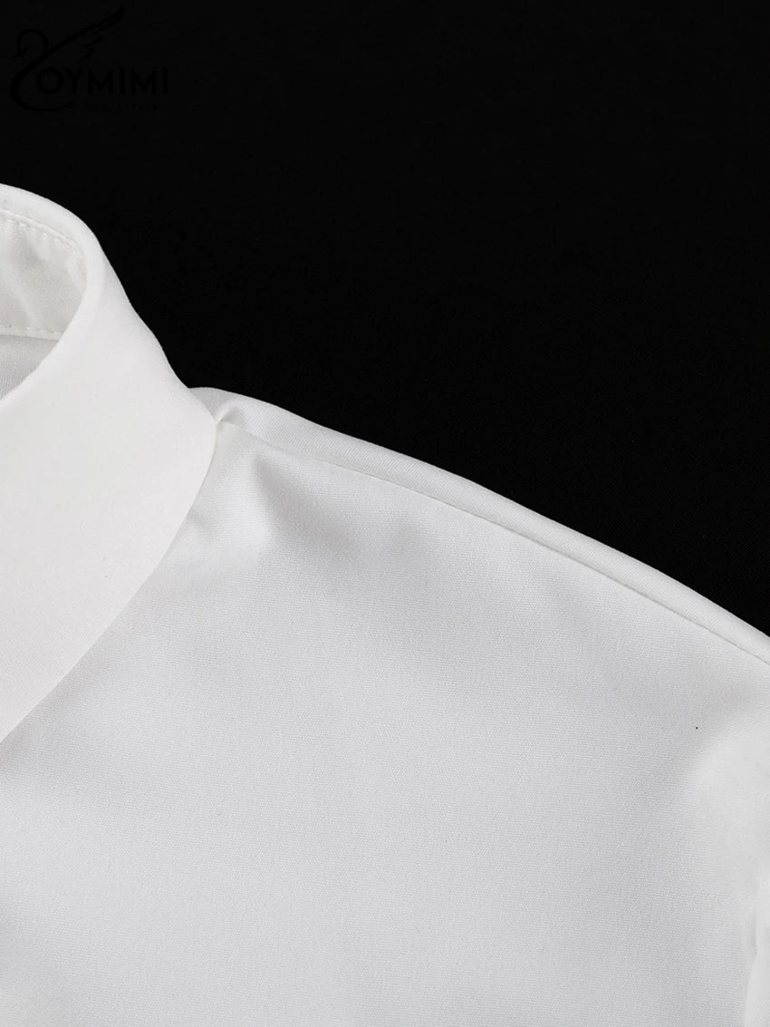 White Woman Blouse -Office Lady Shirts Casual Pockets