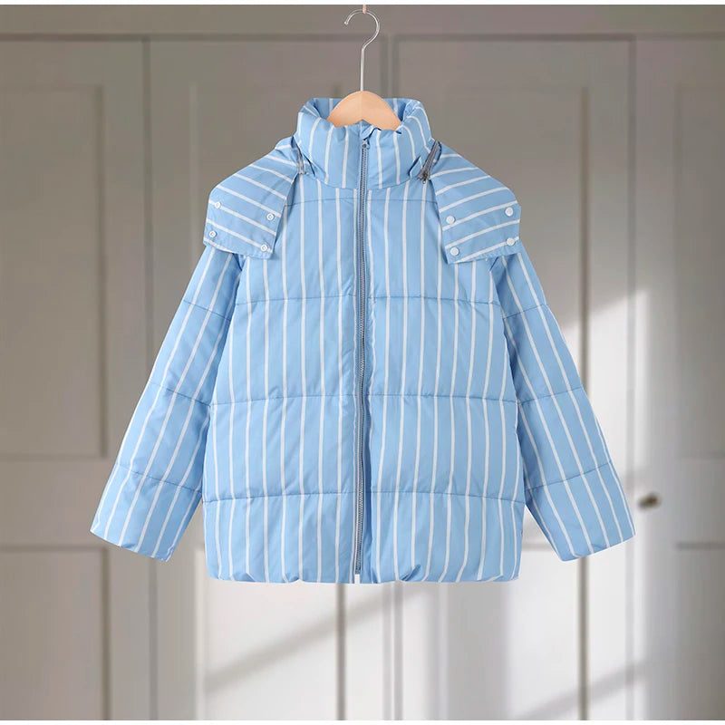 Hooded Cotton Jacket-Zipper Buttons