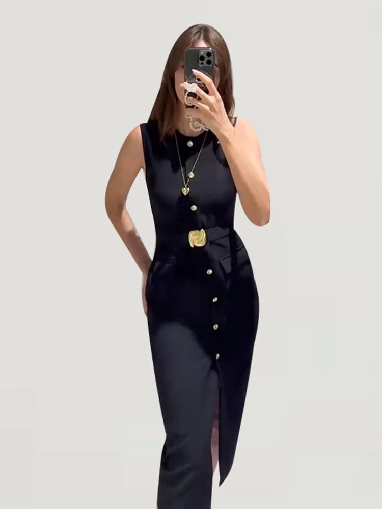 Elegant Dress - Pockets Slim Dress