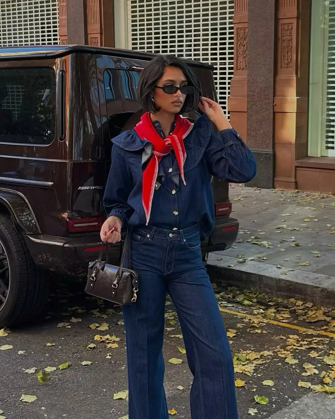 Blue Ruffle Denim Jacket 