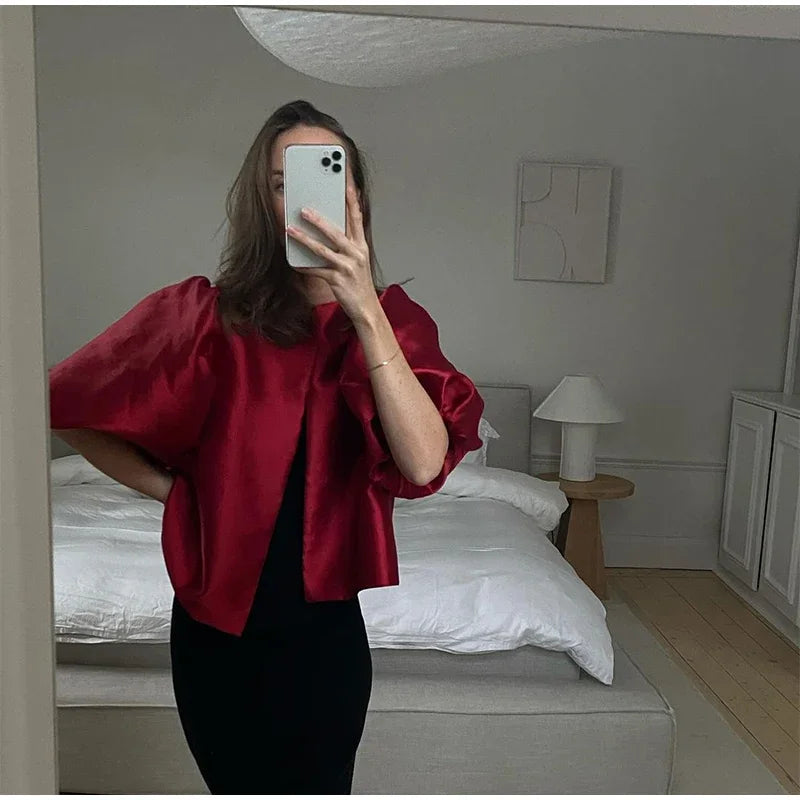 Elegant Stain Puff Sleeve Shirt