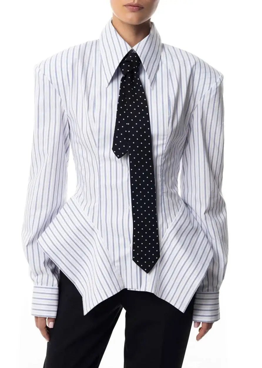 Asymmetrical Hem Shirt -Office Dat