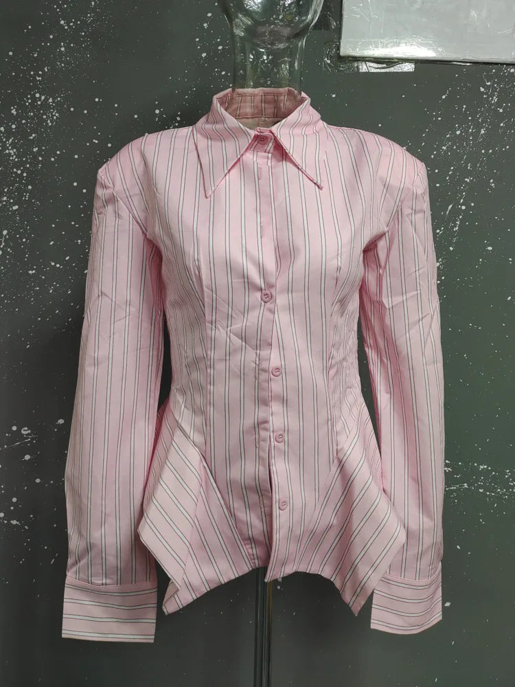 Asymmetrical Hem Shirt -Office Dat