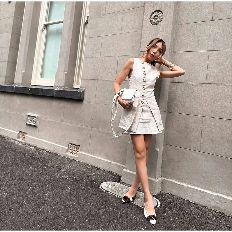 Cotton Linen Vest -Soft Solid Sets 2 Pieces