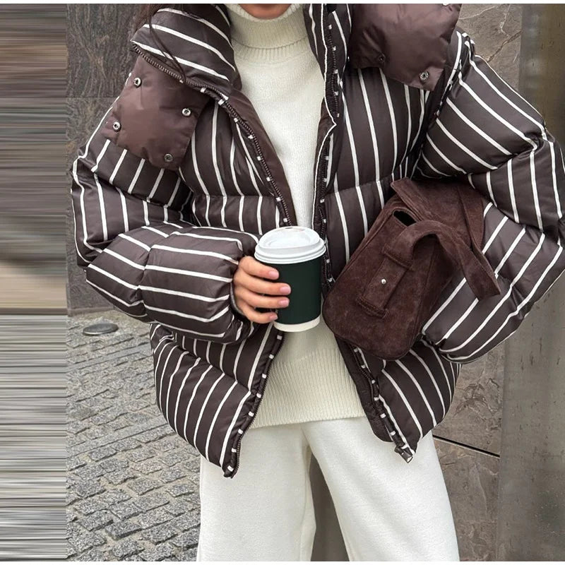 Hooded Cotton Jacket-Zipper Buttons