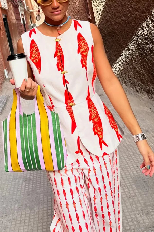 Cartoon Red Fish Set -Polyester Cotton