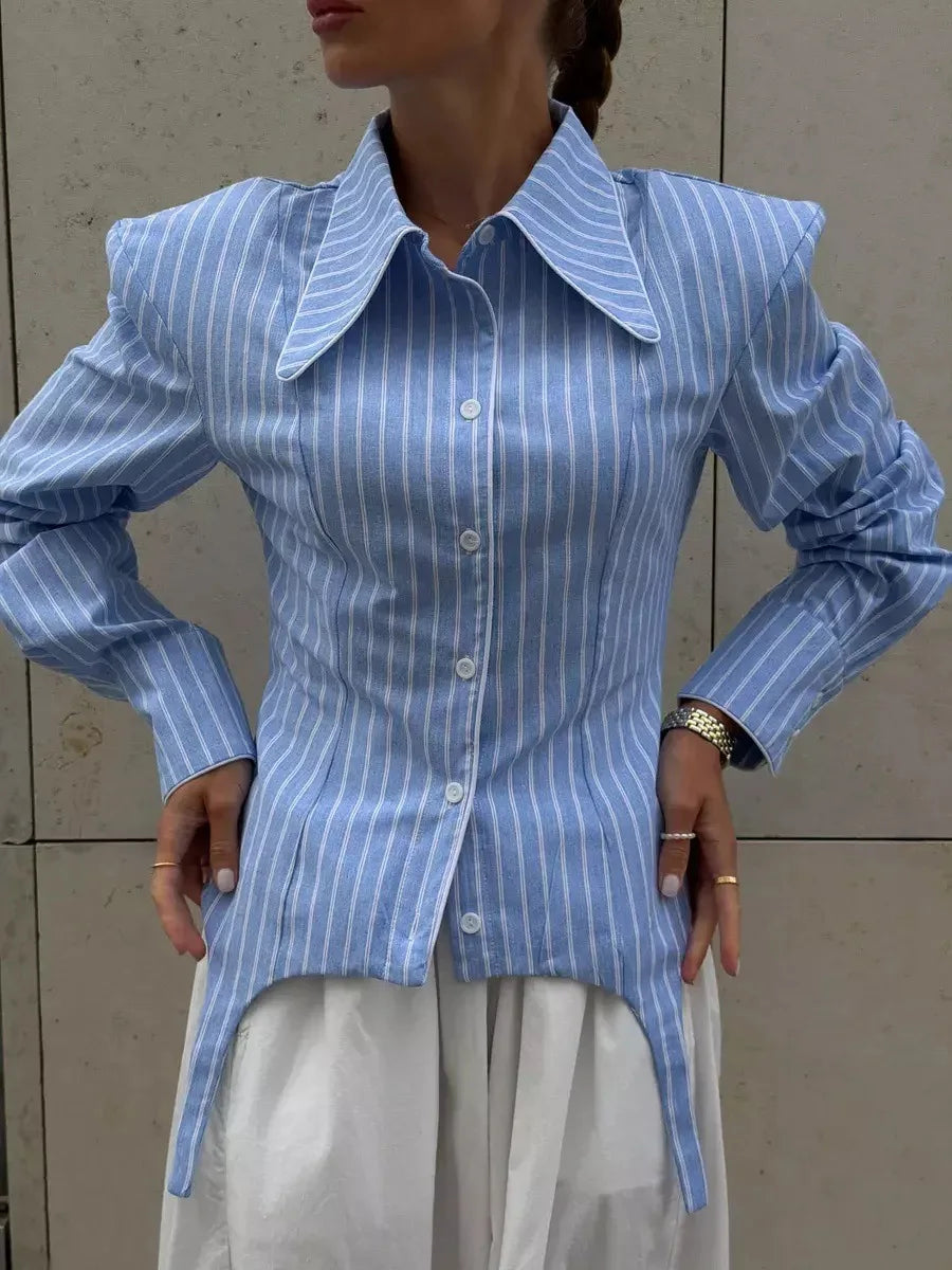 Stripe Slim Shirt -  Trendy Street Blouse
