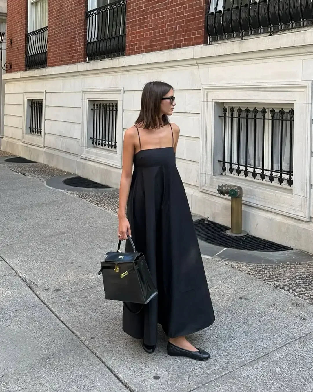 Black Backless Sling Long Dress