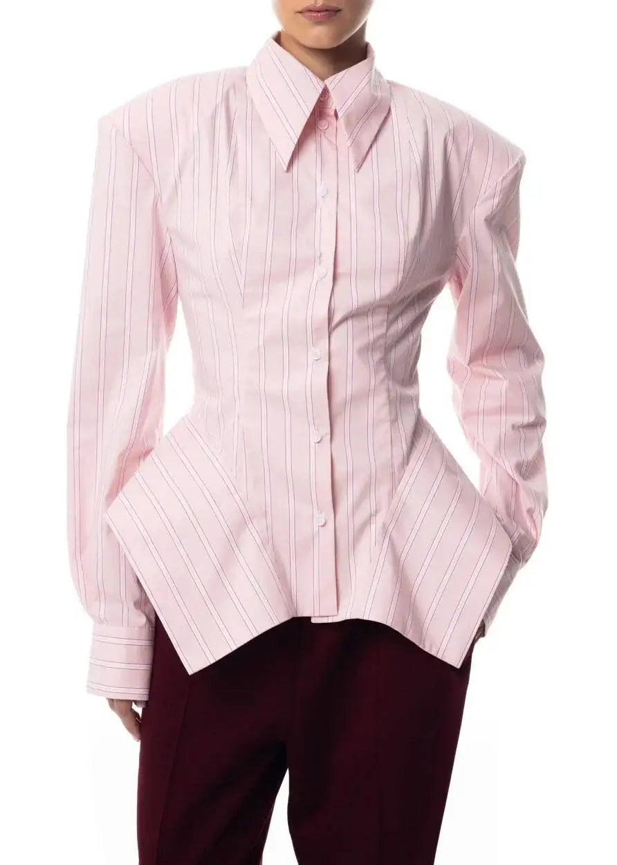 Asymmetrical Hem Shirt -Office Dat