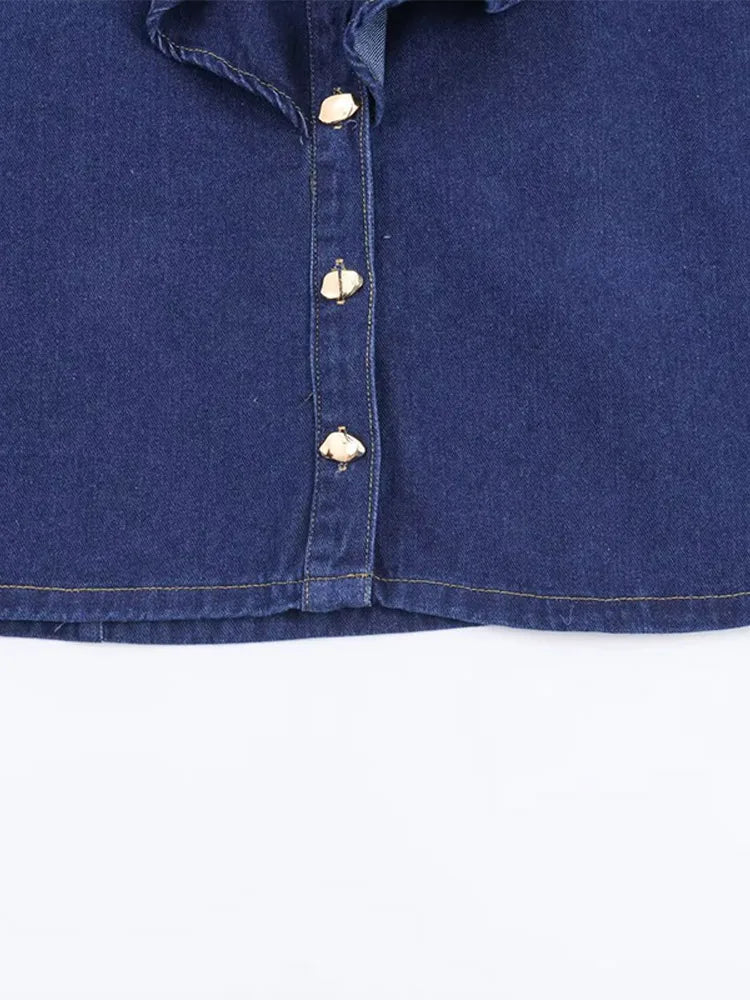 Blue Ruffle Denim Jacket 