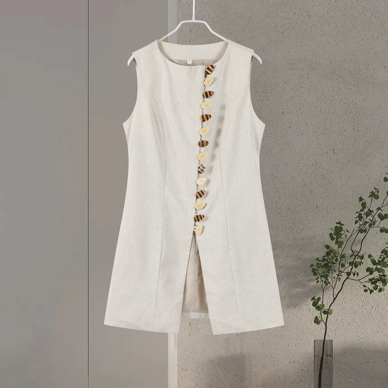 Cotton Linen Vest -Soft Solid Sets 2 Pieces