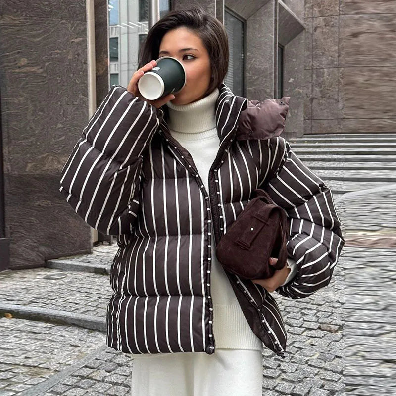 Hooded Cotton Jacket-Zipper Buttons