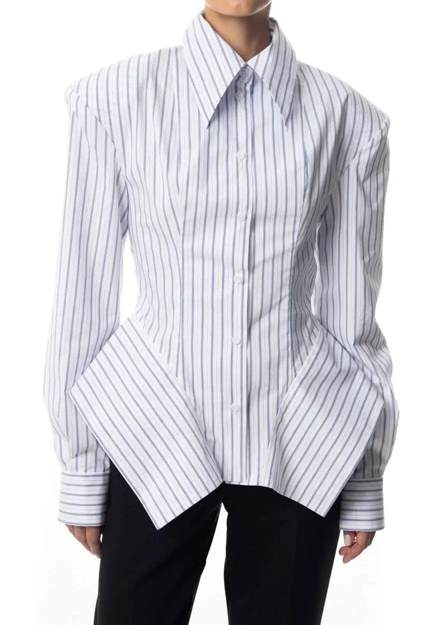 Asymmetrical Hem Shirt -Office Dat