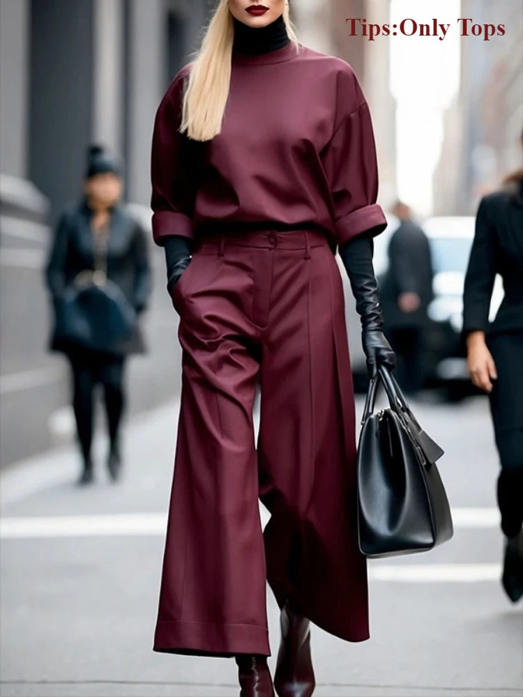 TOP -Burgundy Round Neck Half Sleeves