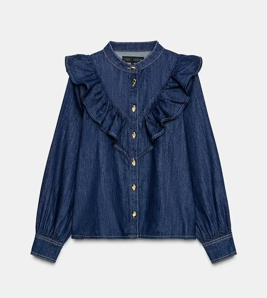Blue Ruffle Denim Jacket 