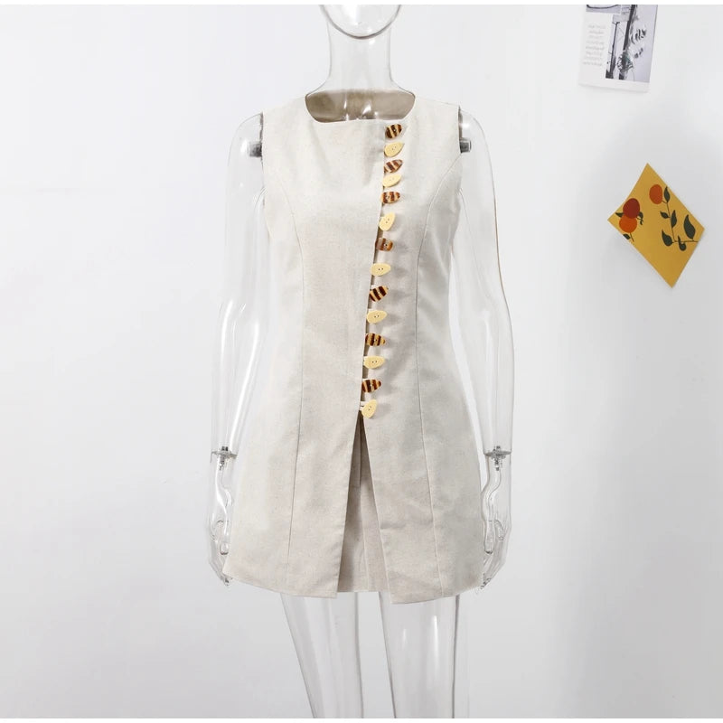 Cotton Linen Vest -Soft Solid Sets 2 Pieces