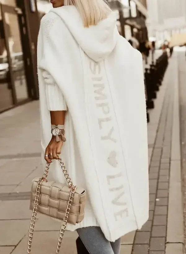 Hooded Cardigan - Letter Printed  Cardigan