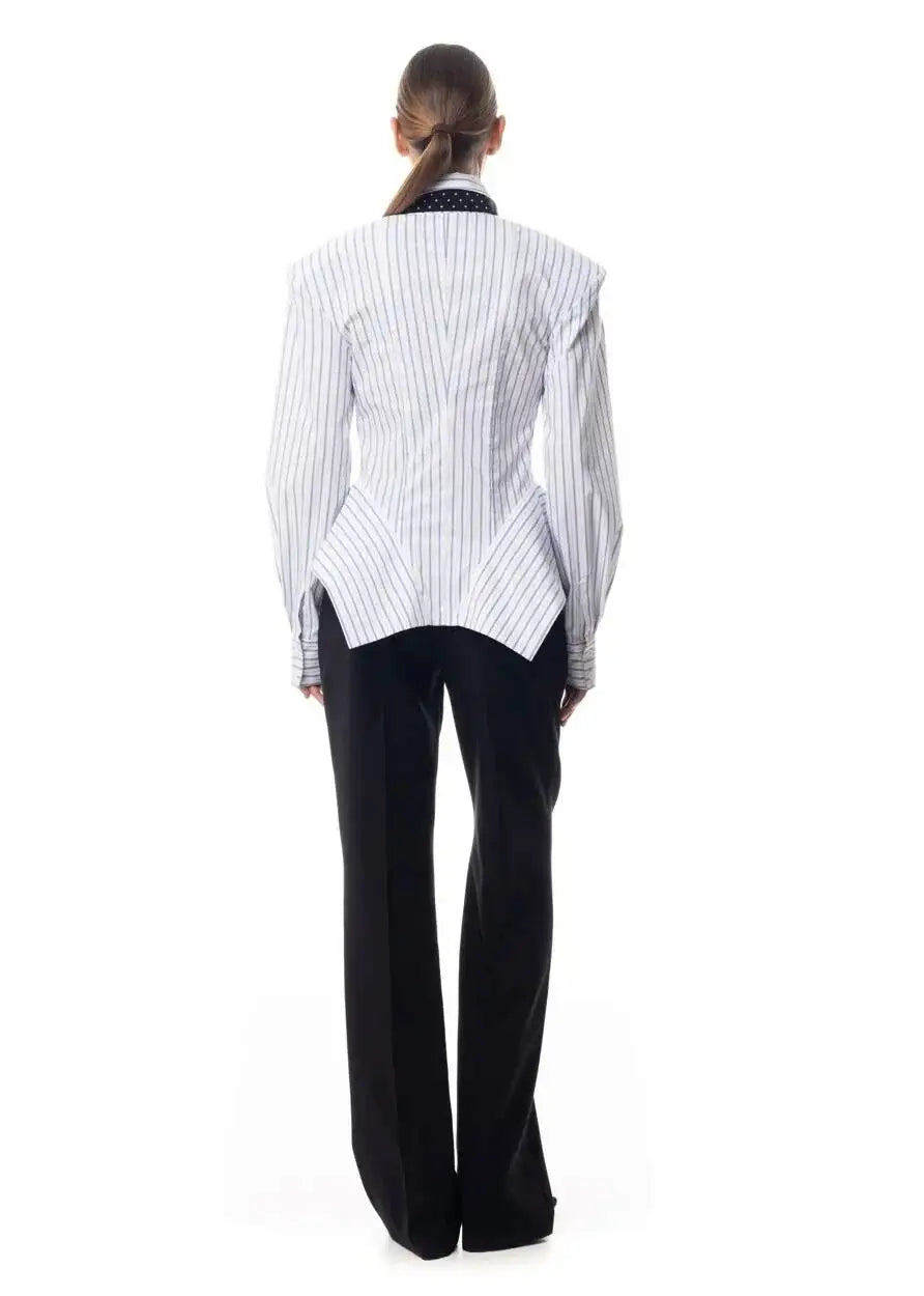 Asymmetrical Hem Shirt -Office Dat