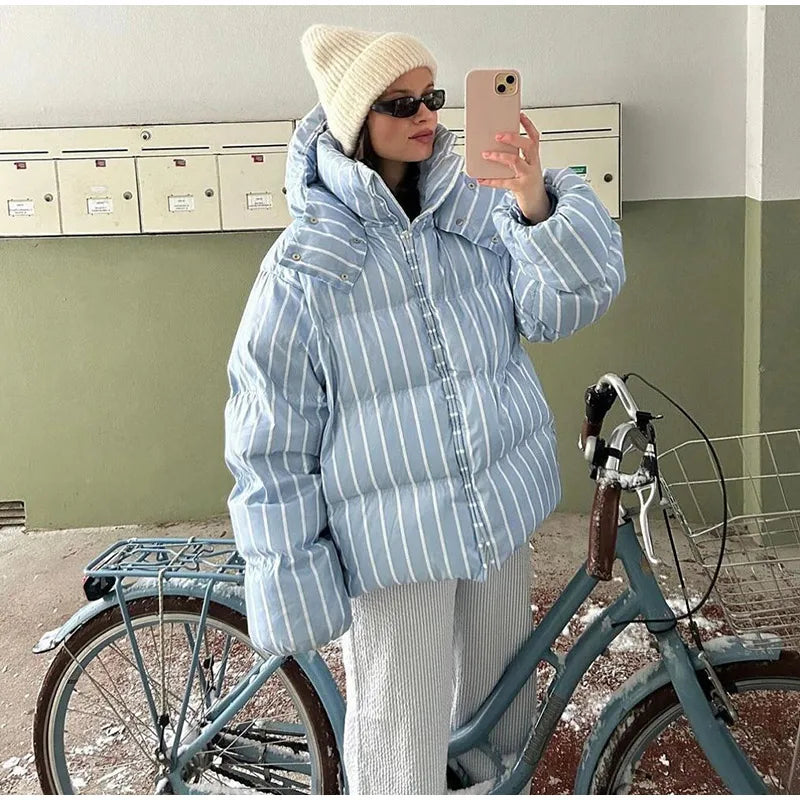 Hooded Cotton Jacket-Zipper Buttons