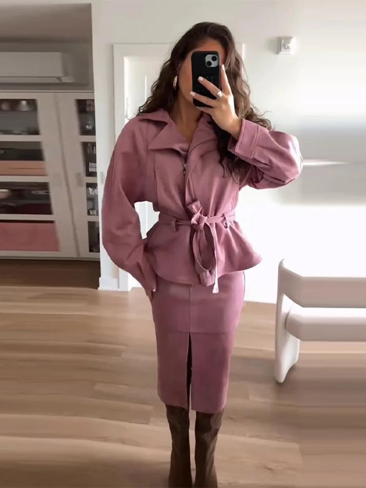 2 Piece - Hip Pockets Slit Suit