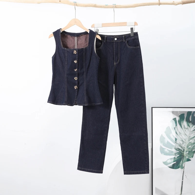 Street -Denim Pants Set