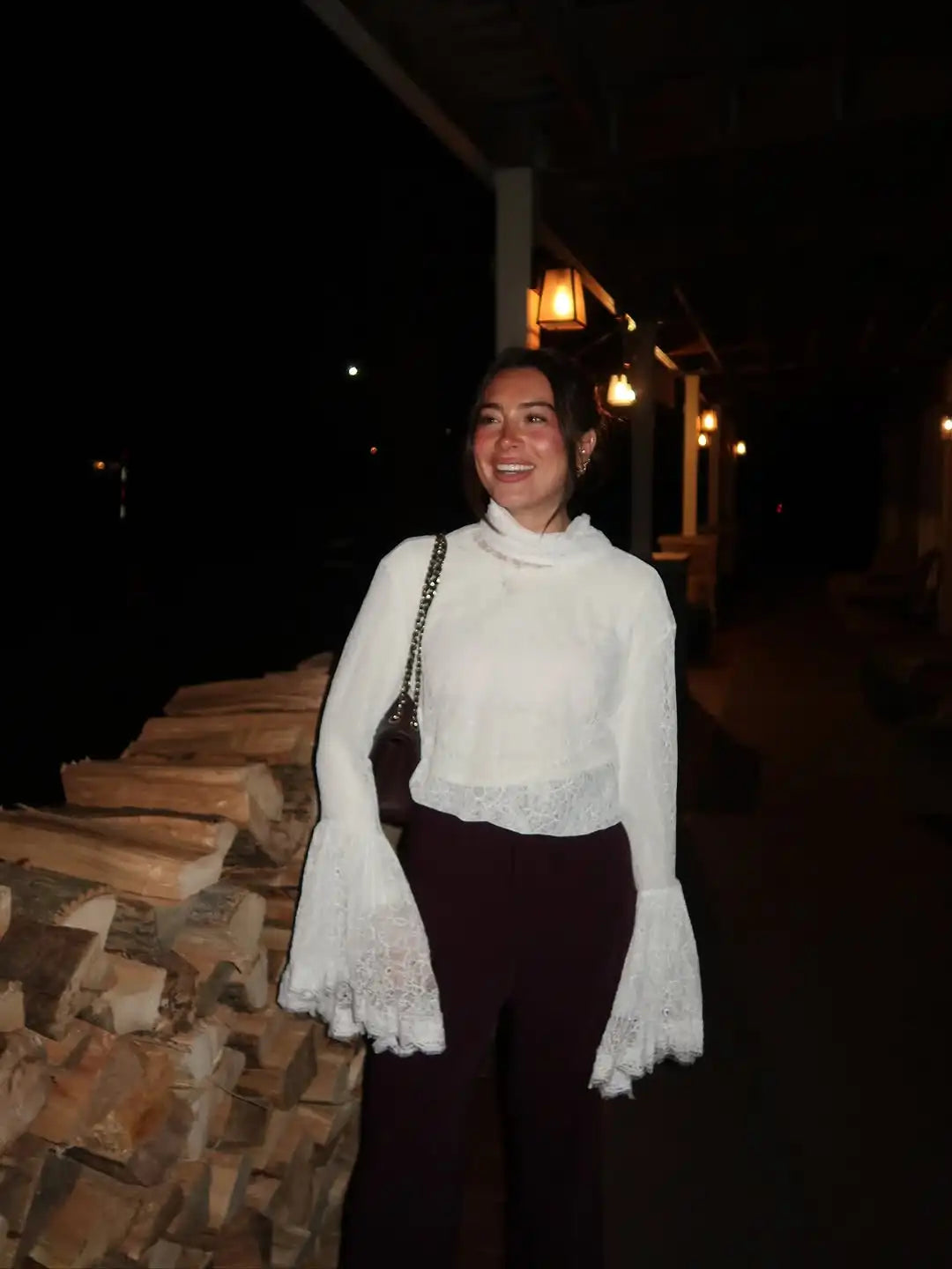 Lace Flared  Shirt Chic