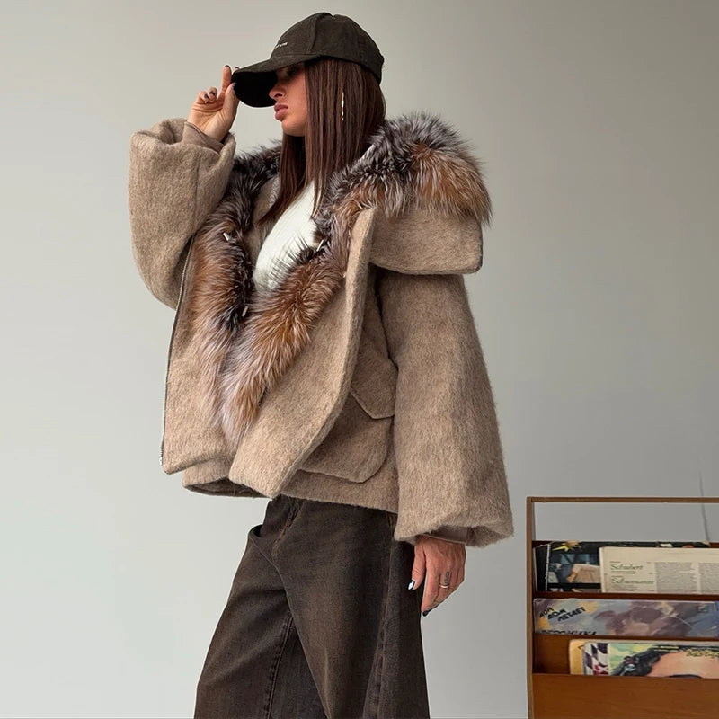 Collar Coat Oversized Winter Hooded Jacket