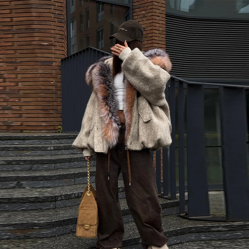 Collar Coat Oversized Winter Hooded Jacket