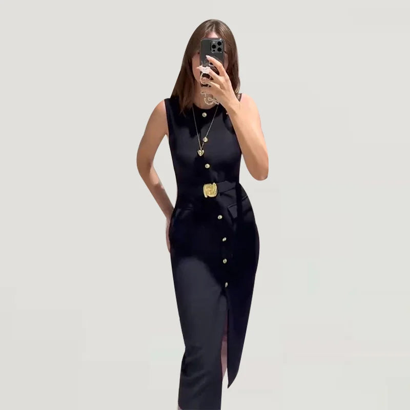 Elegant Dress - Pockets Slim Dress