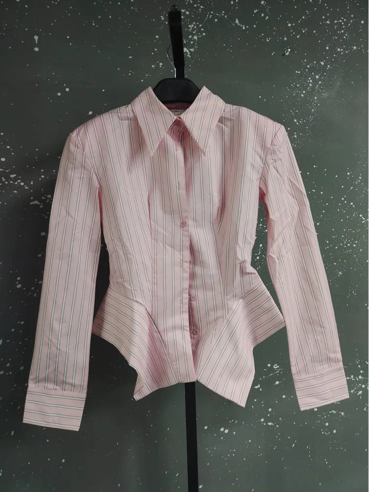 Asymmetrical Hem Shirt -Office Dat