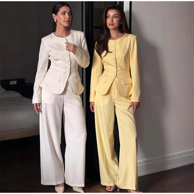 Button Coat- Long Pants Set