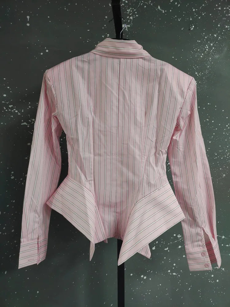 Asymmetrical Hem Shirt -Office Dat