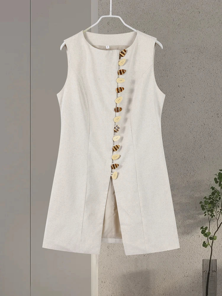 Cotton Linen Vest -Soft Solid Sets 2 Pieces