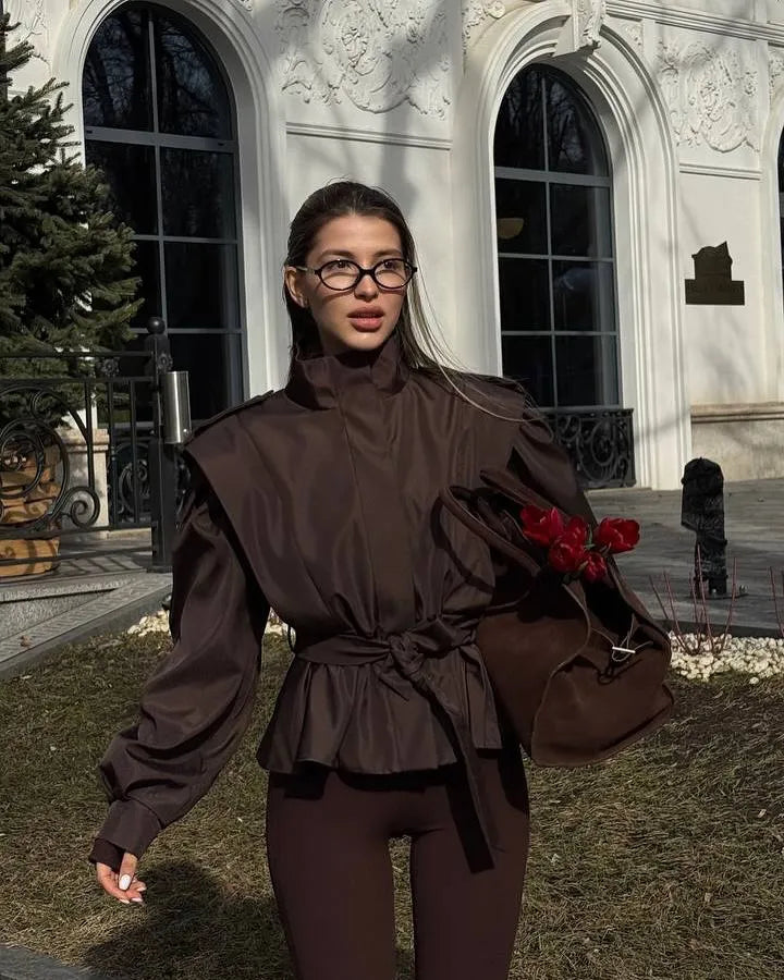 Shoulder Belt Cropped Jacket