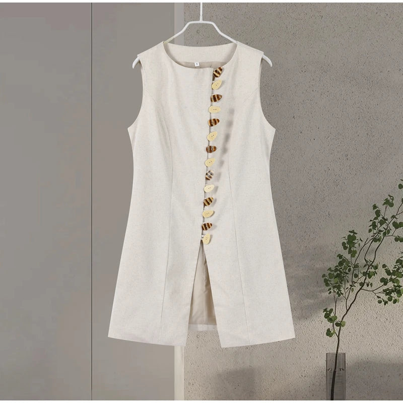Cotton Linen Vest -Soft Solid Sets 2 Pieces