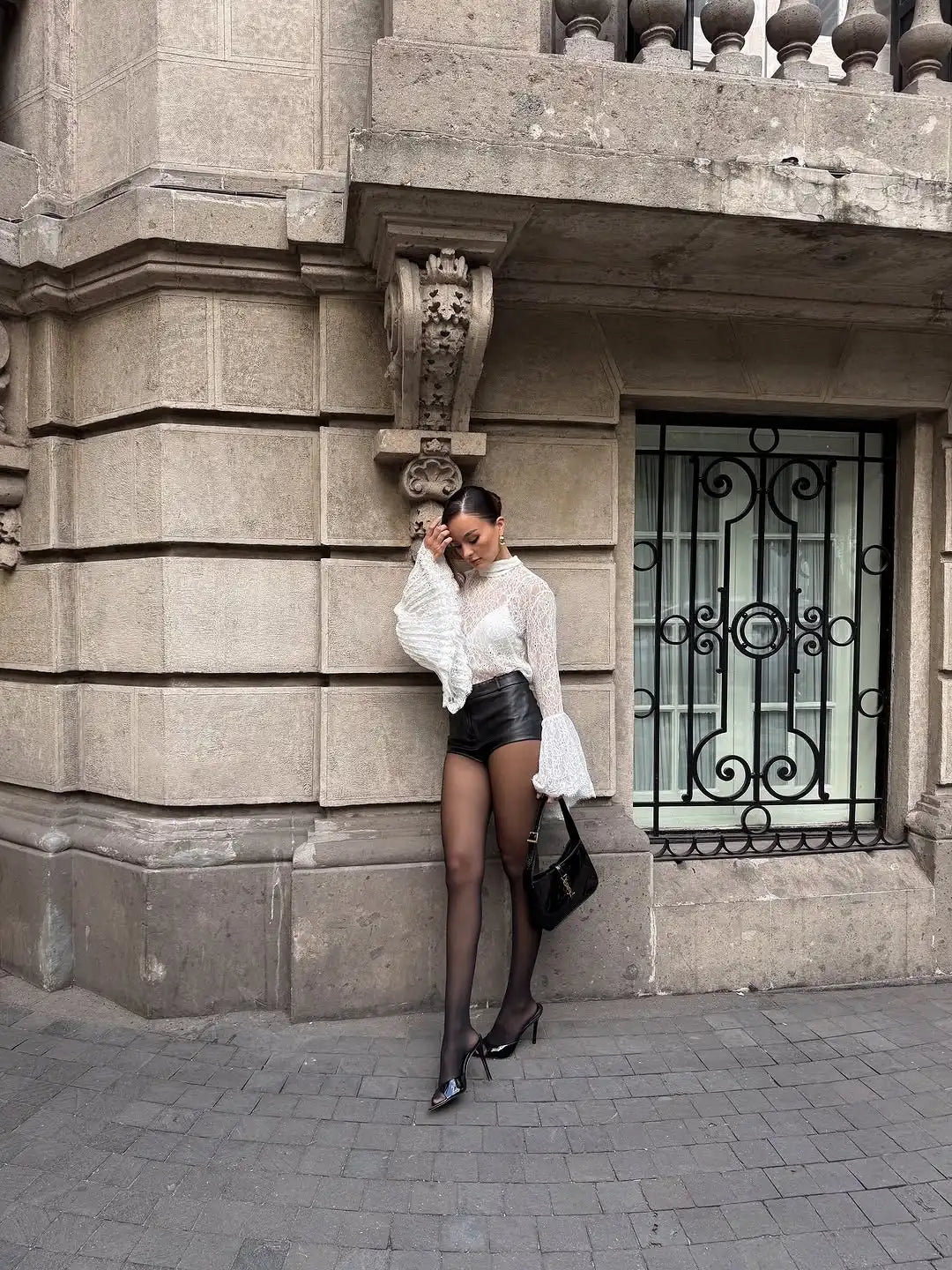 Lace Flared  Shirt Chic