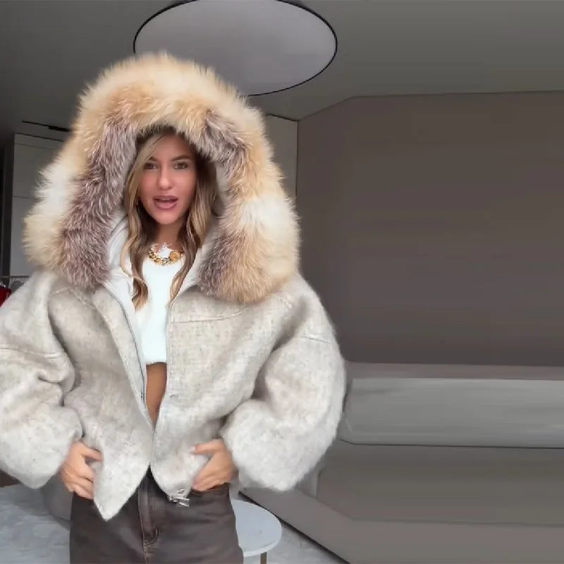 Collar Coat Oversized Winter Hooded Jacket