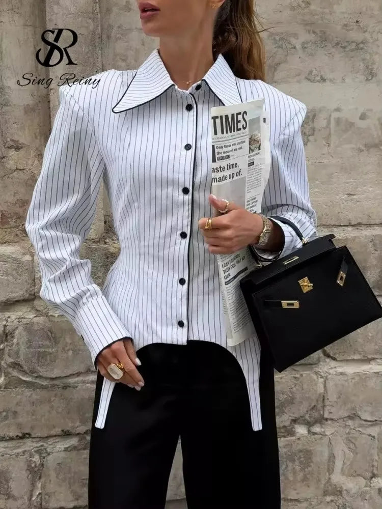 Stripe Slim Shirt -  Trendy Street Blouse