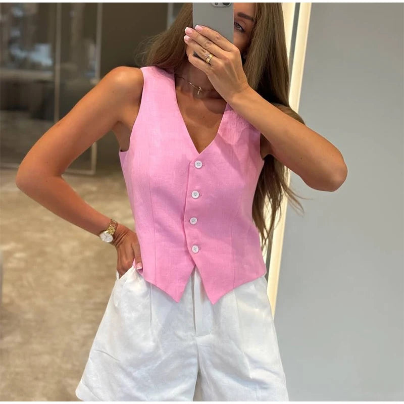 Sets Elegant V-neck - Female Suit Summer