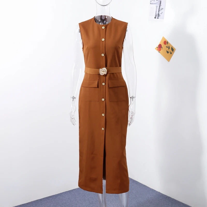 Elegant Dress - Pockets Slim Dress