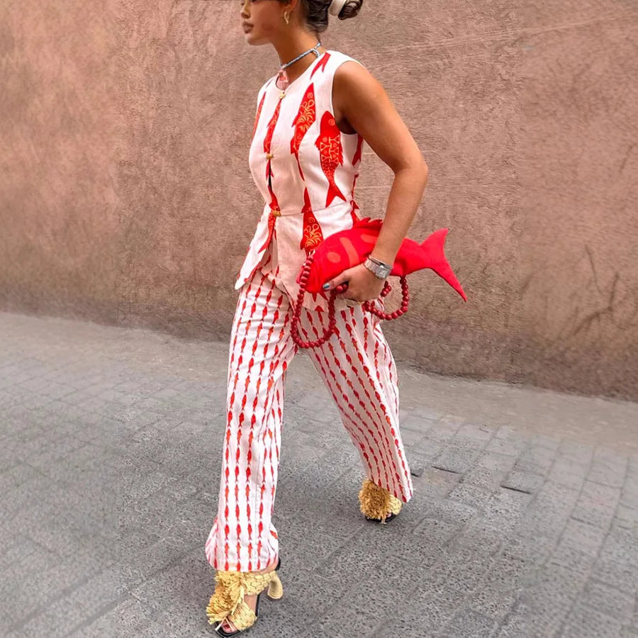 Cartoon Red Fish Set -Polyester Cotton