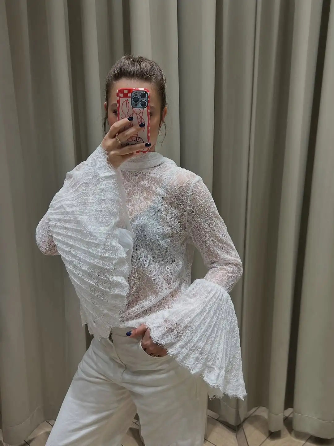 Lace Flared  Shirt Chic