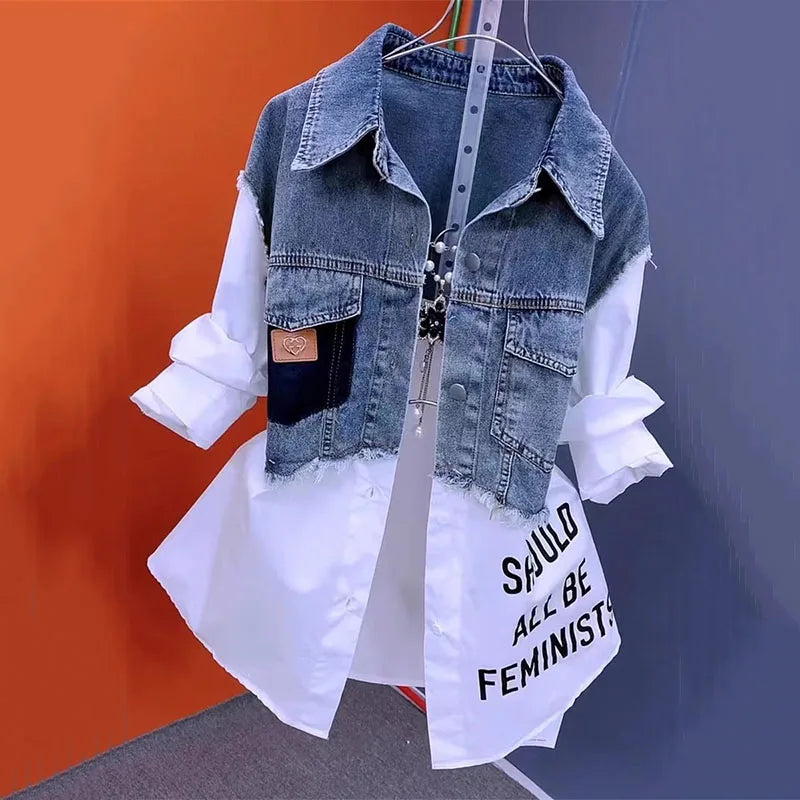 Fashion Denim Shirt Ladies Denim Jacket Spring Autumn