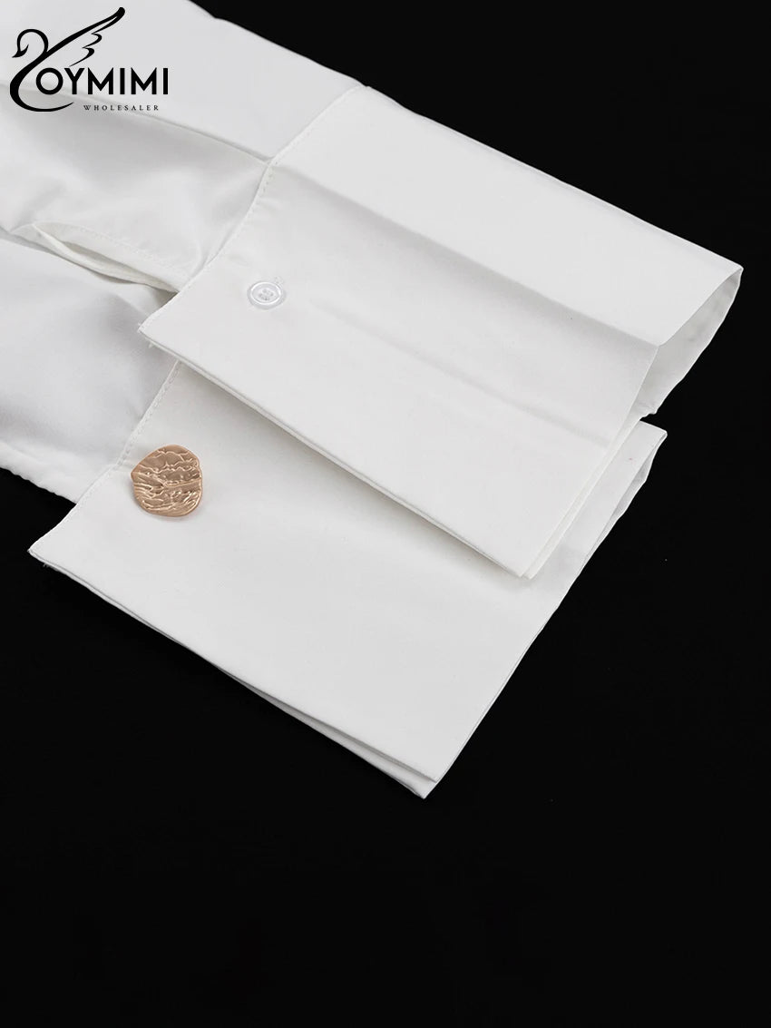 White Woman Blouse -Office Lady Shirts Casual Pockets